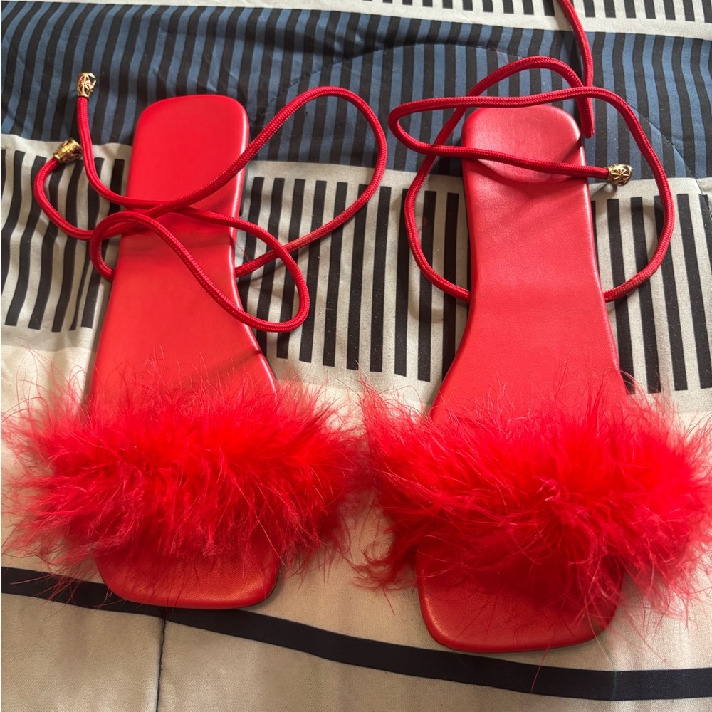 Furry Wrap Up Sandals